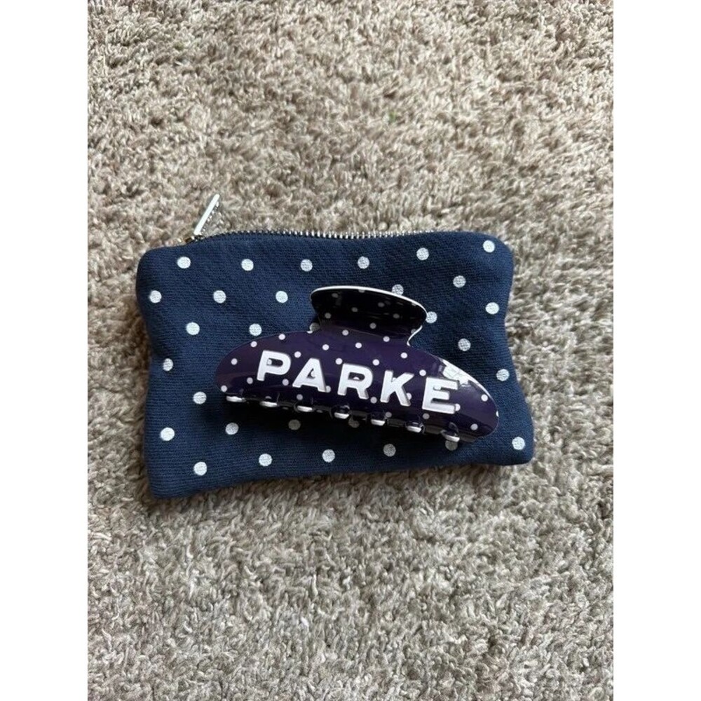 PARKE Denim + White Polka Dot Claw Clip